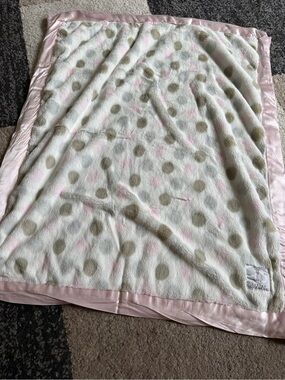 Little Giraffe Lux Dot Printed Baby Blanket- Pink and Taupe Polka dots